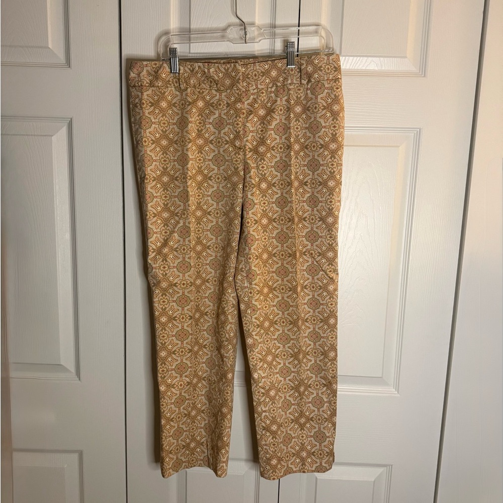 Talbots Women's Tan Patterned Trousers